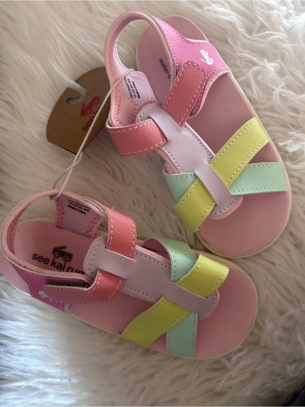 See Kai Run Pastel Multi-Color Strappy Sandals in Pink